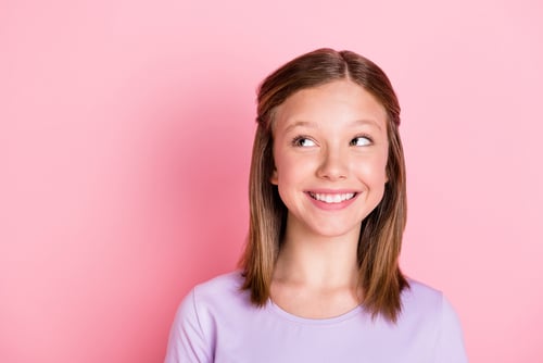 Photo of dreamy cute positive little girl look empty space 1